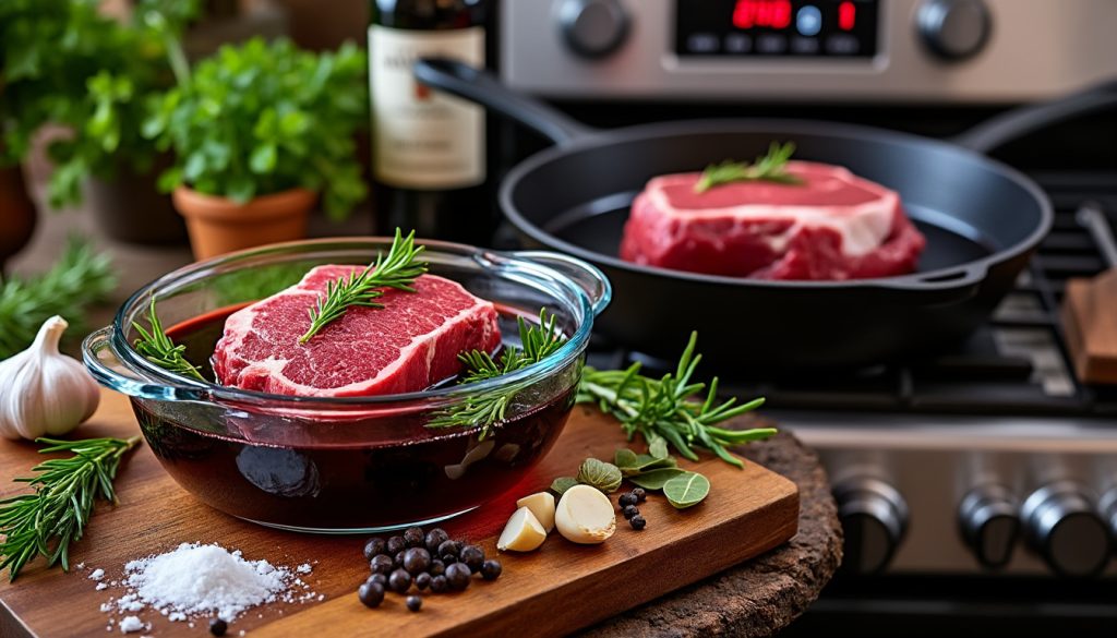 découvrez la méthode idéale pour cuire un rôti de cerf mariné au vin rouge, avec des astuces pratiques et les temps de cuisson parfaits pour un plat tendre et savoureux.