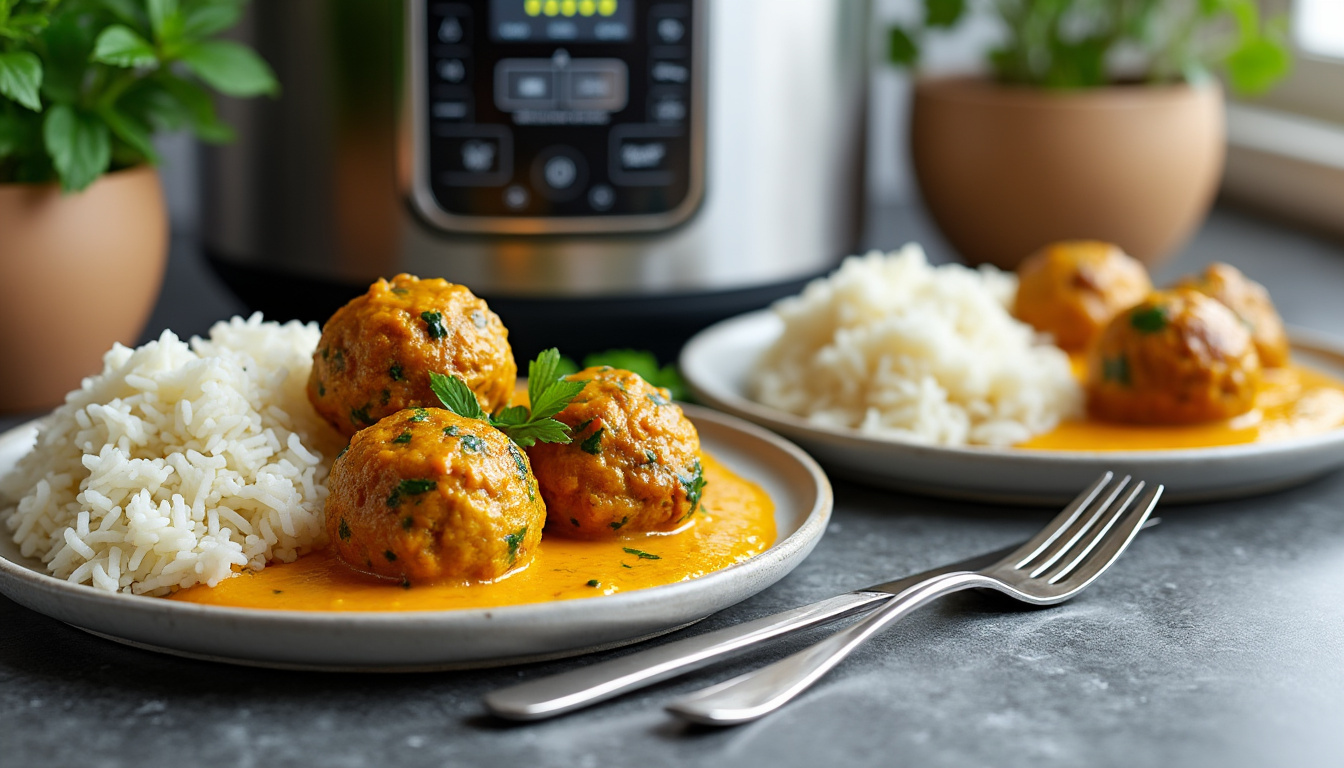 découvrez des recettes faciles de boulettes de bœuf au cookeo, sans sauce tomate, au curry ou accompagnées de riz, pour des repas savoureux et rapides à préparer.